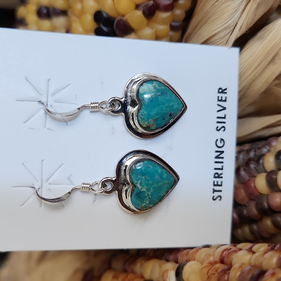 NWOT Native American Navajo Kingman Turquoise & Sterling Earrings 💙 - Picture 4 of 9